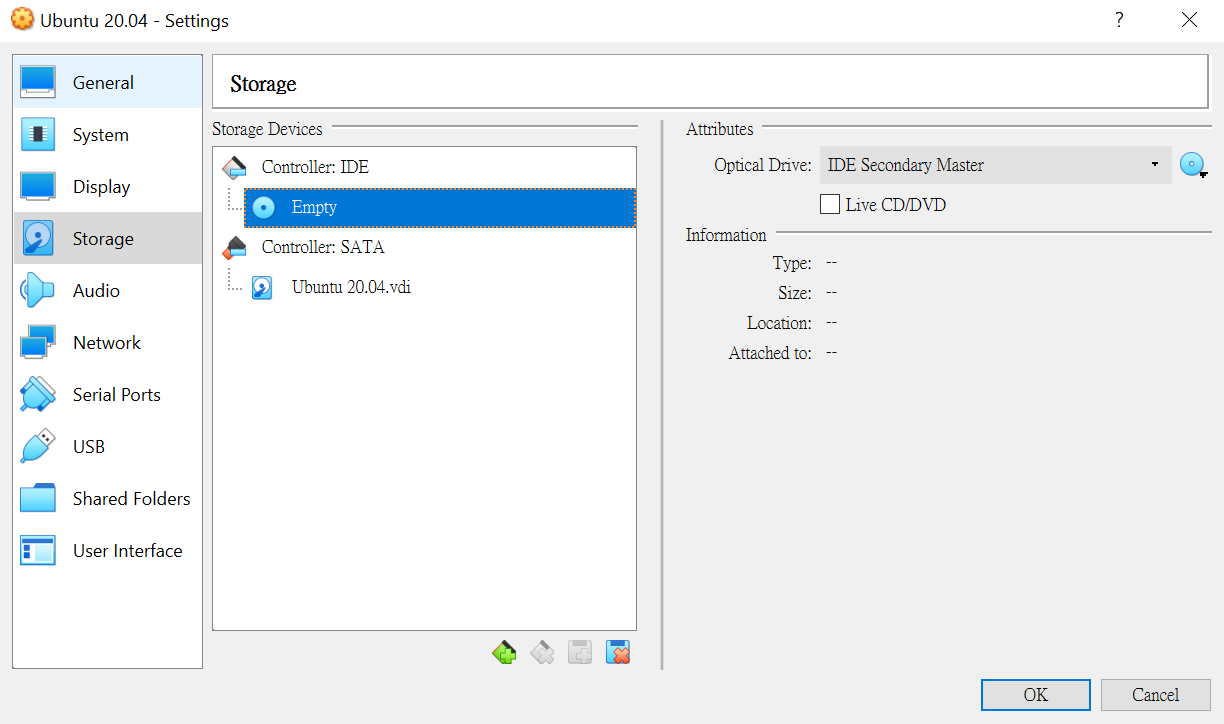 Storage in settings